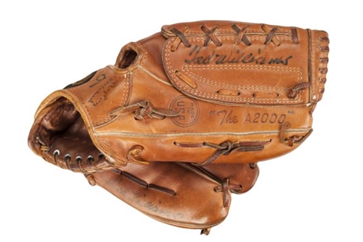 1960 Ted Williams Game Used Double Signed Fielders Glove - Williams Final Season Glove and the Only One Authenticated by PSA/DNA